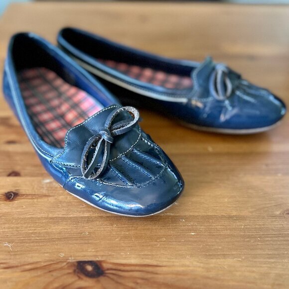 L.L. Bean Coastal Rain Skimmers Duck Ballet Flat Loafer Navy Blue Womens Size 6 - Picture 9 of 11